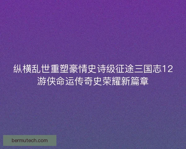 纵横乱世重塑豪情史诗级征途三国志12游侠命运传奇史荣耀新篇章